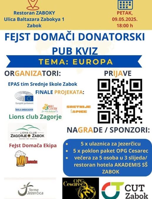 SUDJELUJTE NA EU PUB KVIZU NA DAN EUROPE 9. 5. u 18 sati