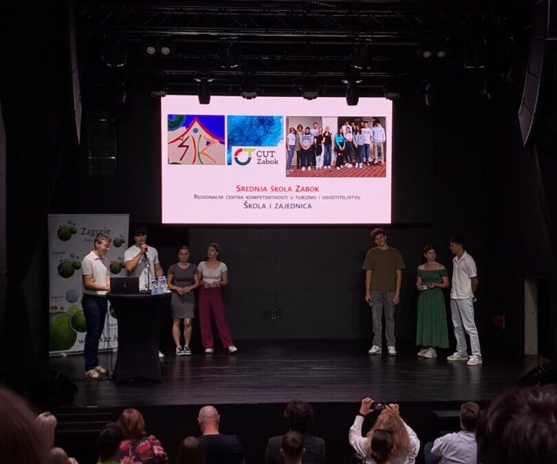 Predstavljanje videospota pjesme Okoliš grupe Zelena banda Karla Makovića, Mihaela Ilekovića i Valentina Vida Šoštarka, učenika 3.U razreda