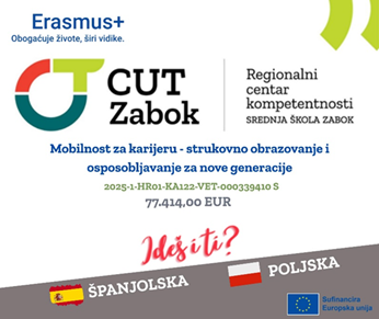 Srednjoj školi Zabok odobren novi Erasmus+ projekt vrijednosti 77.414,00 EUR