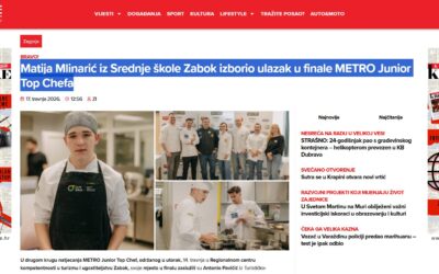 [škola u medijima] Matija Mlinarić iz Srednje škole Zabok izborio ulazak u finale METRO Junior Top Chefa
