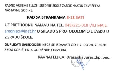 Rad službi nakon završetka nastave